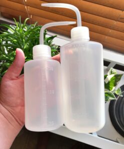 Mkono 2 Pack Watering Can, 250ML and 500ML Succulent Watering Bottle Plant Flower Squeeze Bottle Plastic Bend Mouth Safety Wash Bottle, Small and Medium, White 29 710DHloHDuL
