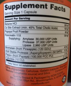 NOW Supplements, Super Enzymes, Formulated with Bromelain, Ox Bile, Pancreatin and Papain,180 Capsules 180 Count (Pack of 1) 40 710DfUrKxGL