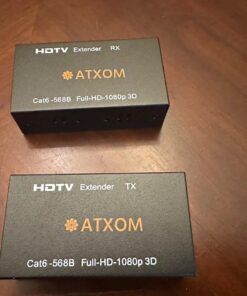 ATXOM HDMI Over Ethernet Extender, Over Cat 5e/6/7 LAN Cable, Up to 200Ft, Full HD 1080P @ 60HZ, EDID Copy, Dolby Digital/DTS Compatible, High Resolution Signal, POC Transmitter and Receiver 69 710E OH3XL