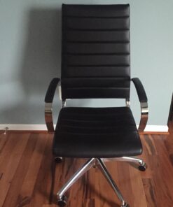 Modway Jive Ribbed High Back Tall Executive Swivel Office Chair With Arms In Black 36 710Er04NWQL