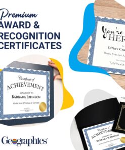 Geographics Optima Blue Blank Award Certificate Paper with Gold Foil Seals, 8.5 x 11, Seal 1.75" (Pack of 25) 9 710Fe1j9u4L