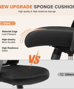 Sweetcrispy Office Computer Desk Chair, Ergonomic Mid-Back Mesh Rolling Work Swivel Task Chairs with Wheels, Comfortable Lumbar Support, Comfy Flip-up Arms for Home, Bedroom, Study, Student, Black 1 Chair 21 710Fkl8idcL
