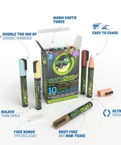 Alternative view of Crafty Croc Liquid Chalk Markers, 10 Pack Earth Colors, Chalk Ink Pens, Medium Tip 6mm 10 Pack Earth Tone Bold (6mm)