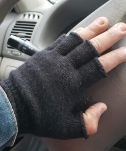 SATINIOR 2 Pair Unisex Half Finger Gloves Winter Stretchy Knit Fingerless Gloves in Common Size Black 19 710G5pnP bL 1