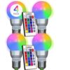 Kobra LED Color Changing Light Bulb with Remote Control (4-Pack) - 16 Different Color Choices Smooth, Fade, Flash or Strobe Mode - Smart Remote Lightbulb - RGB & Multi Colored 4 Count (Pack of 1) 40 710JK8ShySL