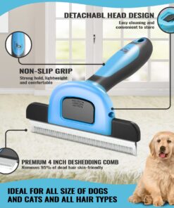 Bonve Pet Grooming Brush, Professional Deshedding Comb Tool for Dogs & Cats, Effectively Reduces Shedding by up to 95% for Short Medium and Long Pet Hair Blue 9 710JVw3pZbL