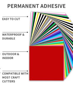 iImagine Vinyl Permanent Vinyl for Cricut, 40 Pack Permanent Adhesive Vinyl Sheets (12”x 12”) for Cricut, Silhouette Cameo and Any Craft Machine Cutter Multi 40 Pack 26 710K ey0kSL