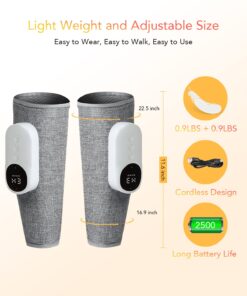 LINGTENG Leg Massager for Circulation and Pain Relief, Calf Air Compression Massager with Heat, Leg Massager with 3 Intensities, 3 Modes, Easy to use, Muscle Relaxation, Gifts (Pair) Gray 40 710KbY0pXzL
