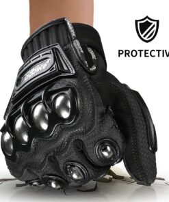 Alternative view of ILM Steel Knuckle Touchscreen Motorcycle BMX MX ATV MTB Motocross Dirt Bike Racing Downhill Tactical Gloves (L, Black) Model 10C Large