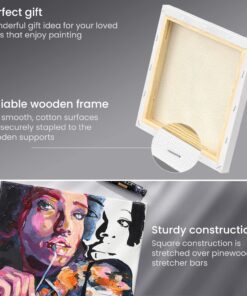 Alternative view of Arteza Paint Canvases for Painting, Pack of 12, 8 x 8 Inches, Square White Stretched Canvas Bulk, 100% Cotton, 8 oz Gesso-Primed, Art Supplies for Adults and Teens, Acrylic Pouring and Oil Painting White - Classic 8 x 8 (Pack of 12)