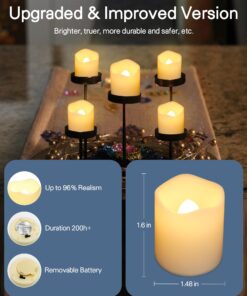 SHYMERY Flameless Votive Candles,50 Pack Flickering Electric Fake Battery Operated LED Candles,200+Hour Long Lasting LED Tea Lights for Wedding,Halloween,Christmas,Party and Holiday Decoration Warm White-50pack 29 710MiUdnbxL