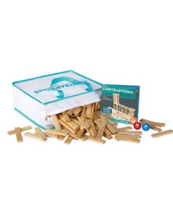 Alternative view of MindWare KEVA Contraptions 400 Plank Wooden Building Blocks Set - Ball Maze and Ball Run – 400 Precision Cut Wooden Planks, 2 KEVA Balls and Idea Book