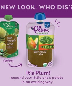 Plum Organics Stage 2 Organic Baby Food - Pear, Spinach, and Pea - 4 oz Pouch (Pack of 12) - Organic Fruit and Vegetable Baby Food Pouch Pear,spinach,pea 13 710NDZEeSgL