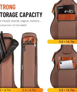 Alternative view of CAHAYA Guitar Bag 40 41 42 Inches 6 Pockets Guitar Case Water Resistent Oxford Cloth 0.5 Inch Extra Thick Sponge Overly Padded for Acoustic Classical Guitar with Anti-theft Pocket CY0150