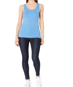 Amazon Essentials Women's Slim-Fit Tank, Pack of 2 X-Small Aqua Blue/French Blue 10 710NhvTlN0L