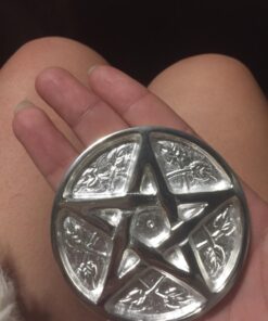 New Age Imports, Inc. - Pentagram Altar Tile Solid Brass with Silver Plating 3-Inches Diameter. 32 710NvOkuK3L