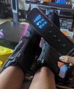 FIT KING Leg Massager with Heat - Upgraded Leg Compression Massager for Circulation and Pain Relief, FSA HSA Approved Foot and Leg Massager Compression Boot for Edema, Relax Recover - Gift for Dad Mom Classis Black With Blue 1 Pair (2PCS) 53 710O3anuS2L