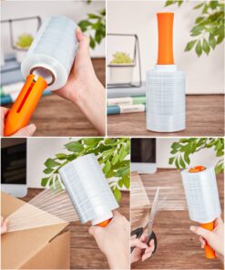 JARLINK 4 Pack Plastic Film Roll with Plastic Handles, 60 Gauge Thick, 5" x 1000ft Plastic Pallet Film, Industrial Strength Stretch up to 500% Stretch for Moving, Packing, Wrapping, and Shipping 23 710O5cM0dHL