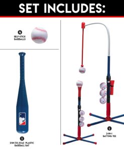 Franklin Sports Grow-with-Me Kids Baseball Batting Tee + Stand Set for Youth + Toddlers - Youth Baseball, Softball + Teeball Hitting Tee Set for Boys + Girls Grow With Me Tee - MLB Baseball 24 710Qjzy0UEL