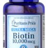 Puritan's Pride Biotin 10000 Mcg, Helps Promote Skin, Hair and Nail Health, Softgels 100 Count Unflavored 3 710R7ynkAEL
