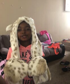 Snow Leopard Faux Fur Full Animal Hood Hoodie Hat with Paws Mittens Gloves New by HatButik 8 710RFUMnHrL