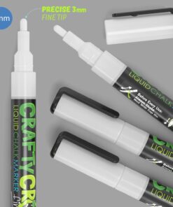 Crafty Croc Fine Tip Chalk Markers - (Precise 3mm Tip, 4 White) - Erasable Dustless Liquid Chalk Ink Pens, Water-Based, Non-Toxic 4 Pack White Fine Tip (3mm) 7 710RKN4OxTL