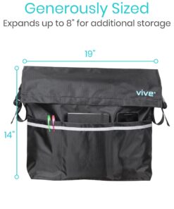 Vive XL Wheelchair Bag - Waterproof, Scratch-Resistant, Double-Stitched, Machine Washable Accessory for Adults, Seniors, 15 Colors - Storage Walker Backpack to Hang on Back of Wheel Chair Black 20 710RYPn1dGS