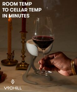VoChill Stemmed Wine Glass Chiller | Smart & stylish | Radically cool wine tool – keeps wine perfectly chilled in your glass | Refreezable Chill Cradle actively chills (Quartz, Single VoChill) Stemmed Single Quartz 17 710S5seHL