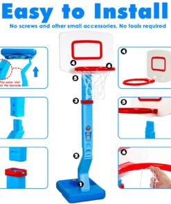 Toddler Basketball Hoop Indoor Adjustable Height Poolside Basketball Hoop Outdoor with Base Mini Basketball Hoop with 3 Balls Swimming Pool Toys Basketball Outdoor Games for Kids Birthday Gift Toddler Basketball Hoop 12 710SJafjZrL