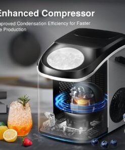Nugget Ice Makers Countertop, 33 Lbs/Day Sonic Ice Maker, Countertop Ice Maker with Tooth-Friendly Chewable Ice, Soft Pebble Ice Maker with Self-Cleaning Function, VIVIDMOO 29 710SRAQrb L