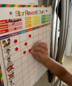 Kanru Behavior Chart for Kids at Home, Magnetic Reward Chart, Responsibility Chart, Chore Chart, Star Chart, Accommodate 1-3 Kids (for Home Use) 26 710TJLmF L