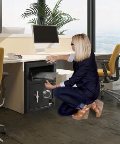 Honeywell Safes & Door Locks - 5911 Steel Depository Security Safe with Spy-Proof 4 Digit Combination Lock, 1.06 Cubic Feet, Black Combination Dial Lock 9 710UTzOPFXL