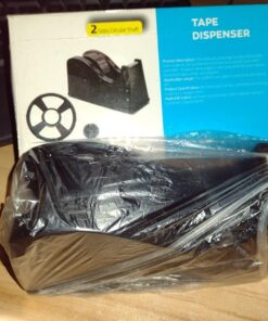 Desktop Tape Dispenser Adhesive Roll Holder (Fits 1" & 3" Core) with Weighted Nonskid Base Black plastic 42 710UhNRT5RL