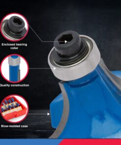 HILTEX 10100 Tungsten Carbide Router Bits, 15 Piece Router Bit Set, 1/4” Router Bit Shank Tungsten Carbide Router Bits, Chamfer Router Bits for Woodworking on Wood , Blue 15 Piece Set 26 710VTDeYLxL