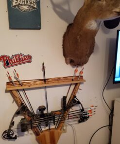 Rush Creek Creations Rustic 2 Compound Bow - 12 Arrow Wall Storage Rack - 5 Minute Assembly - Handcrafted , 31.5” L x 5” W x 32.75” H 33 710WKY04SkL