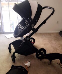 Hot Mom Baby Stroller: Baby Carriage with Adjustable Seat Height Angle and Four-Wheel Shock Absorption,Reversible,High Landscape and Fashional Pram (Black) Black 70 710WQdreKEL