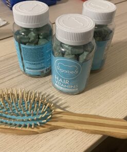 Sugarbear Hair Vegan Vitamin Gummies for Luscious Hair with Biotin, Vitamin C, B12, Folic Acid, Inositol, Coconut Oil - Hair and Nails Supplement for Women & Men (3 Month Gift Pack Free Brush) 60 Count (Pack of 3) 48 710XedMS66L 1