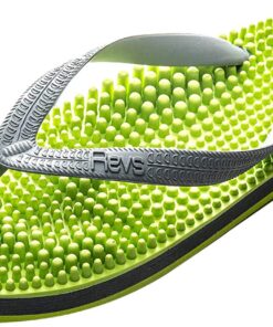 Revs - Lights - Men's and Women's Reflexology Massage Flip Flops 5 Women/4 Men Green Grey