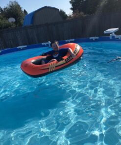 INTEX Explorer Inflatable Boat Series: Dual Air Chambers – Welded Oar Locks – Grab Handles – Bow Rope – Sporty Design Explorer 100 34 710a76d07qL