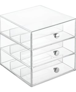 iDesign Plastic Divided 3-Drawer Vanity & Countertop Organizer – 7" x 6.5" x 6.5”, Clear 3 Drawer 34 710bJ1On ZL 1