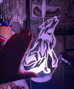 Wolf 3D Birthday Gift Illusion Night Light Beside Table Lamp, Gawell 16 Color Changing Touch Switch Decoration Lamps with Acrylic Flat & ABS Base & USB Cable & Remote Control Wolf Lover Theme Toy 41 710brdS8sgL