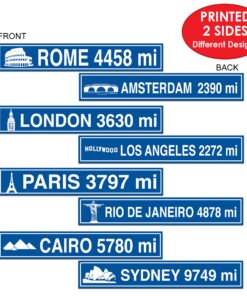 Beistle 54151 Party Supplies, 4" x 24", Blue/White Travel Street Sign Cutouts (4 Pack) 11 710crgLoHiL