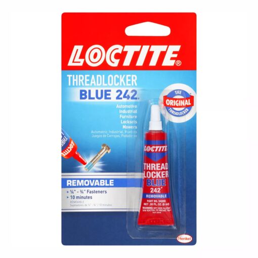 Loctite Threadlocker Blue 242 - Removable Thread Lock Glue for Nuts, Bolts, & Fasteners, Medium Strength Screw Glue to Prevent Loosening & Corrosion - 6 ml, 1 Pack 0.2 Fl. Oz (Pack of 1)