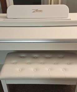 HOMCOM Piano Bench, Duet Piano Chair with Faux Leather Padded Cushion and Wooden Frame, Button Tufted Keyboard Bench, White Country White 59 710eIIX IaL