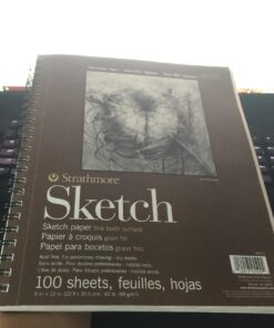 Strathmore 455-3, 400 Series Sketch Pad, 9"x12" Wire Bound, 100 Sheets, White 9x12 54 710epBzpGtL