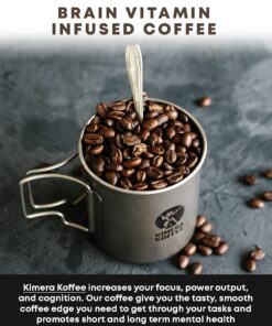 Kimera Koffee - Organic Medium Roast Ground Coffee | Original Blend | Infused with Brain Vitamins |Taurine, Alpha GPC, DMAE, and L-theanine | Enhance Cognitive Stamina & Athletic Performance | 12oz 24 710fbsTpcL 1