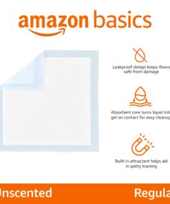 Alternative view of Amazon Basics Dog and Puppy Pee Pads with 5-Layer Leak-Proof Design and Quick-Dry Surface for Potty Training, Standard Absorbency, Regular Size, 22 x 22 Inch - Pack of 50, Blue & White Unscented Regular (50 Count)