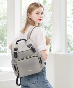 VS VOGSHOW Diaper Bag Backpack, Multifunction Stylish Travel Baby Bag Backpack with Crossbody Strap, Maternity Nappy Bag Gray 64 710froLhgIL