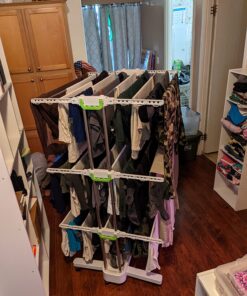 Newerlives BR505 3-Tier Collapsible Clothes Drying Rack with Casters, Laundry Drying Rack, Stainless Steel Hanging Rods, Indoor & Outdoor Use 37 710h6vpX1fL 2