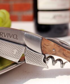 Barvivo Natural Bai Ying Opener with Foil Cutter Knife & Cap Remover, Double Hinged Manual Wine Key for Bartenders, Servers, Waiters, Stainless Steel Wine Bottle Opener Corkscrew 11 710hi9MkGL